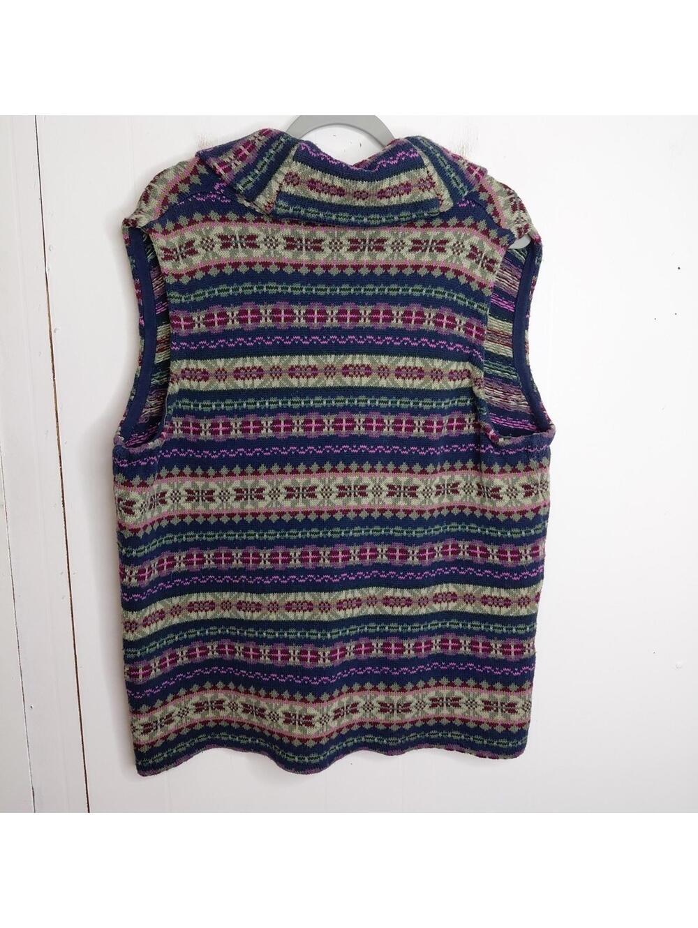 Chaps Vest Womens 2X Dark Colors Sweater Heavy Cotton Grandma Grunge Eclectic - Picture 2 of 8
